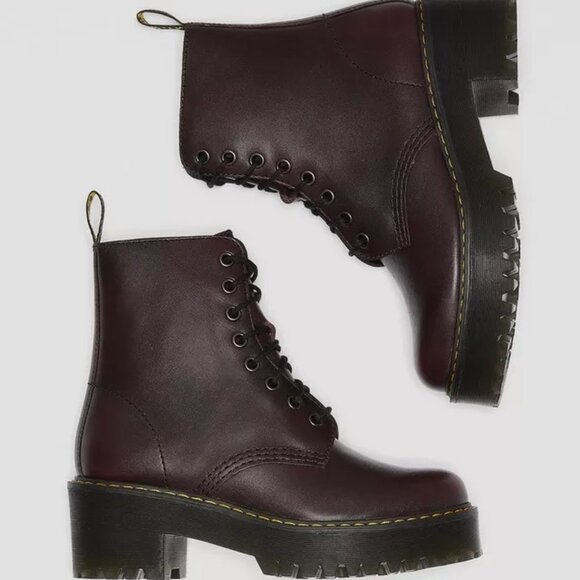Dr. Martens Shoes - DR. MARTENS DM Docs Shriver Hi Vintage Leather Heeled Boots, Size 7